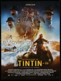 5y803 ADVENTURES OF TINTIN French 16x21 2011 Spielberg's CGI version of the Belgian comic!