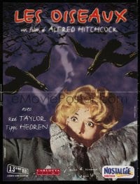 5y819 BIRDS French 16x21 R1999 Alfred Hitchcock, classic image of Tippi Hedren being attacked!