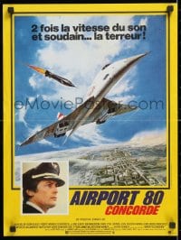 5y838 CONCORDE: AIRPORT '79 French 16x21 1979 art of the fastest airplane attacked by missile!