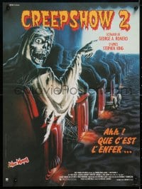5y843 CREEPSHOW 2 French 15x21 1987 Tom Savini, great Winters artwork of skeleton Creep in theater!