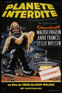 5y863 FORBIDDEN PLANET French 16x24 R2006 classic art of Robby the Robot carrying sexy Anne Francis!