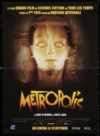 5y919 METROPOLIS advance French 15x21 R2011 Fritz Lang classic, Helm as the Maschinenmensch!