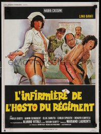 5y929 NURSE IN THE MILITARY MADHOUSE French 16x21 1980 wild sexy artwork of nurse with syringe!