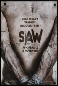 5y950 SAW V teaser French 16x24 2005 Tobin Bell as Jigsaw, man with hands bound behind back!