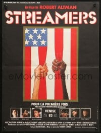 5y964 STREAMERS French 15x21 1984 directed by Robert Altman, cool American flag artwork!