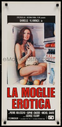 5y641 FRENCH SEXY-GO-ROUND Italian locandina 1976 Enzo Sciotti art of sexy near-naked woman undressing!