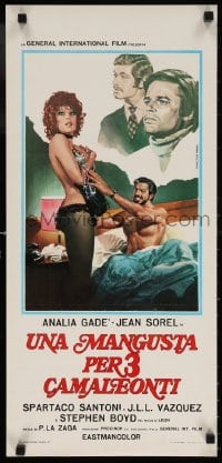 5y699 MIL MILLONES PARA UNA RUBIA Italian locandina 1972 Piovano art of Jean Sorel & half-naked woman!