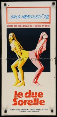 5y741 SISTERS Italian locandina 1974 Brian De Palma, Margot Kidder is a set of conjoined twins!
