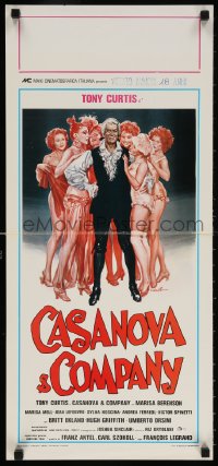 5y746 SOME LIKE IT COOL Italian locandina 1977 art of Tony Curtis + his many lovers, Casanova & Company!