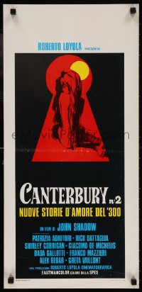 5y754 TALES OF CANTERBURY Italian locandina 1973 different art of sexy naked girl seen through keyhole!