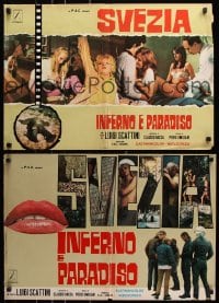 5y788 SWEDEN HEAVEN & HELL group of 4 Italian 18x26 pbustas 1969 Svezia, inferno e paradiso!