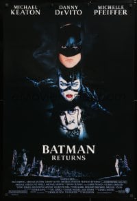 5z535 BATMAN RETURNS 1sh 1992 Michael Keaton, Danny DeVito, Michelle Pfeiffer, Tim Burton!