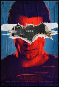 5z536 BATMAN V SUPERMAN teaser DS 1sh 2016 close up of Henry Cavill in title role under symbol!