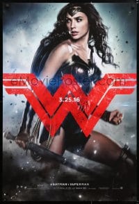 5z538 BATMAN V SUPERMAN teaser DS 1sh 2016 great image of sexiest Gal Gadot as Wonder Woman!