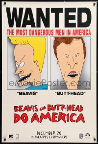 5z542 BEAVIS & BUTT-HEAD DO AMERICA teaser 1sh 1996 Mike Judge, most dangerous men in America!