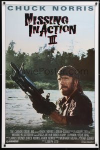 5z562 BRADDOCK: MISSING IN ACTION III int'l 1sh 1988 great image of Chuck Norris w/ M-60 machine gun