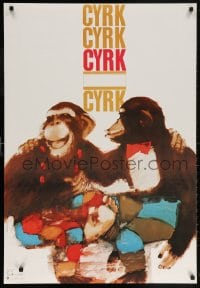 5z241 CYRK 26x38 Polish commercial poster 1979 artwork of two chimps by Maciej Urbaniec!