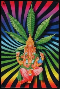 5z249 GANJA GANESHA 24x36 German commercial poster 2003 Losche art of Ganesha smoking marijuana!