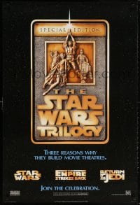 5z281 STAR WARS TRILOGY 27x40 German commercial poster 1997 George Lucas, join the celebration!