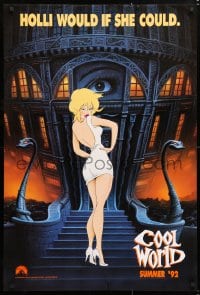 5z578 COOL WORLD teaser 1sh 1992 cartoon art of Kim Basinger as Holli, she would if she could!