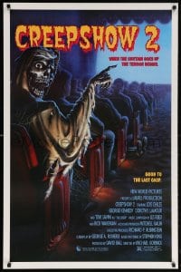 5z585 CREEPSHOW 2 1sh 1987 Tom Savini, great Winters artwork of skeleton Creep in theater!