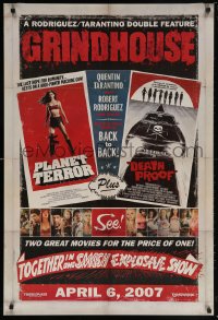5z664 GRINDHOUSE advance DS 1sh 2007 Rodriguez & Quentin Tarantino, Planet Terror & Death Proof!