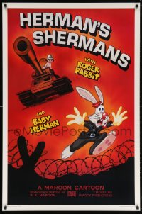 5z682 HERMAN'S SHERMANS Kilian 1sh 1988 great image of Roger Rabbit running from Baby Herman in tank!