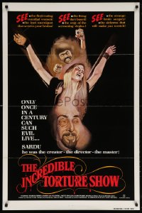 5z694 INCREDIBLE TORTURE SHOW 1sh 1976 see the flesh-eating cannibal women, weird sexy horror art!