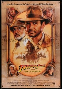 5z696 INDIANA JONES & THE LAST CRUSADE advance 1sh 1989 Ford/Connery over a brown background by Drew