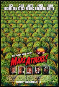5z760 MARS ATTACKS! int'l advance 1sh 1996 directed by Tim Burton, great image of brainy aliens!