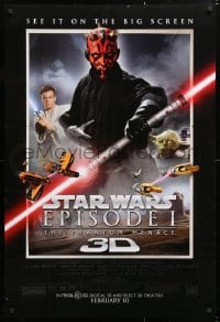 5z798 PHANTOM MENACE advance DS 1sh R2012 Star Wars Episode I in 3-D, different image of Darth Maul!
