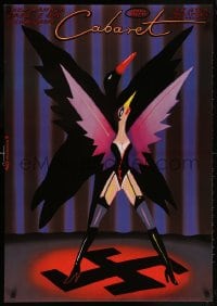 5z297 CABARET stage play Polish 27x38 1992 Kalarus art of bird dancer on Nazi swastika!