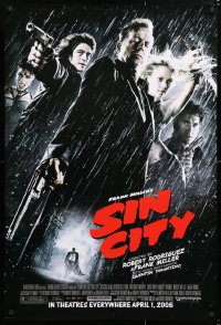 5z864 SIN CITY advance 1sh 2005 graphic novel by Frank Miller, cool image of Bruce Willis & cast