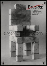 5z293 BAUPLATZ 23x33 German stage poster 1985 wild image of some sort of chair by Holger Matthies!
