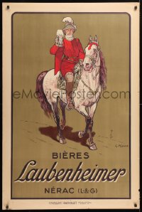 5z043 BIERES LAUBENHEIMER 31x47 French advertising poster 1915 Ripart art of King Henry IV w/beer!