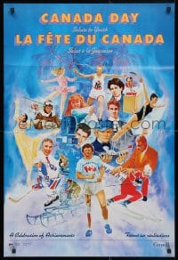 5z366 CANADA DAY 24x35 Canadian poster 1980s Alan Daniel art of Wayne Gretzky, Fisher & more!