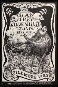 5z149 CHUCK BERRY/STEVE MILLER BAND/KENSINGTON MARKET 14x21 music poster 1968 artwork by Conklin!