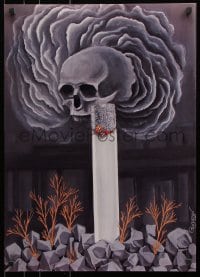 5z376 DEADLY ROSE 20x28 special poster 2007 Jaffan art of a cigarette turning into rose & skull!
