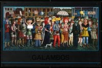 5z399 GALAMBOS 20x30 special poster 1990s wild artwork of a crowd of people!