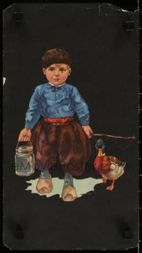5z414 JAN WIJGA 8x15 Dutch special poster 1930s-1940s cool art of boy with fishing pole and duck!