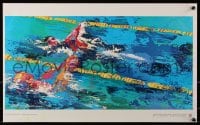 5z420 LEROY NEIMAN 14x23 special poster 1976 art of two swimmers in close race in pool!