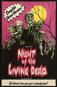 5z441 NIGHT OF THE LIVING DEAD 11x17 special poster R1978 George Romero zombie classic, they lust for human flesh!