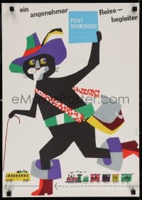 5z453 POSTSPARBUCH 17x23 German special poster 1950s jager art of trains and cool running cat!
