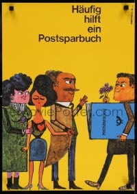 5z458 POSTSPARBUCH 17x23 German special poster 1965 Robert Patelli art of people!