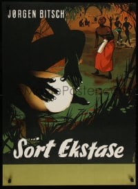 5z054 SORT EKSTASE 25x34 Danish advertising poster 1955 Stilling art of drum players & women dancing