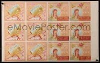 5z474 SUCCESS 15x24 special uncut label sheet 1880 Charles S. Higgins, pretty woman and fan!