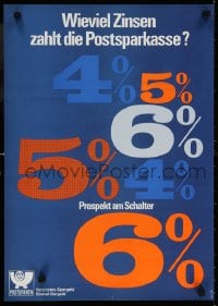 5z494 WIEVIEL ZINSEN ZAHLT DIE POSTSPARKASSE 17x23 German special poster 1969 postal program!