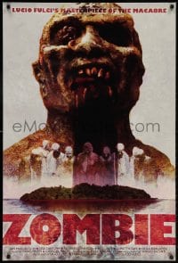 5z497 ZOMBIE 27x40 special poster 2000s Lucio Fulci, images of zombies & island, help id!