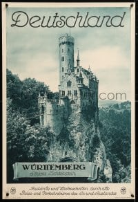 5z065 DEUTSCHLAND Lichtenstein Castle style 20x21 German travel poster 1930s great images from Germany!