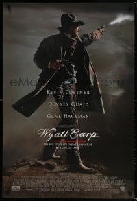 5z993 WYATT EARP advance DS 1sh 1994 cool image of Kevin Costner in the title role firing gun!